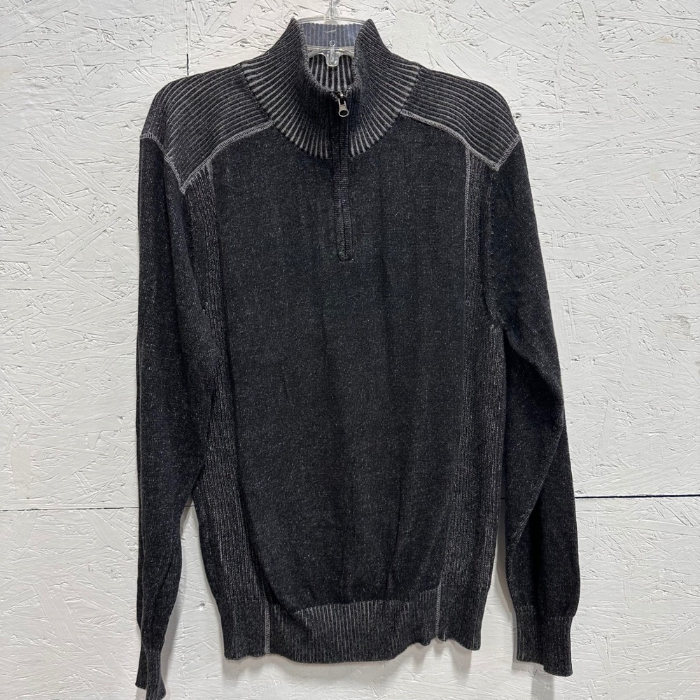 Carbon XL 100% Cotton Quarter Zip Pull Over Charcoal Textured Gorpcore Sweater